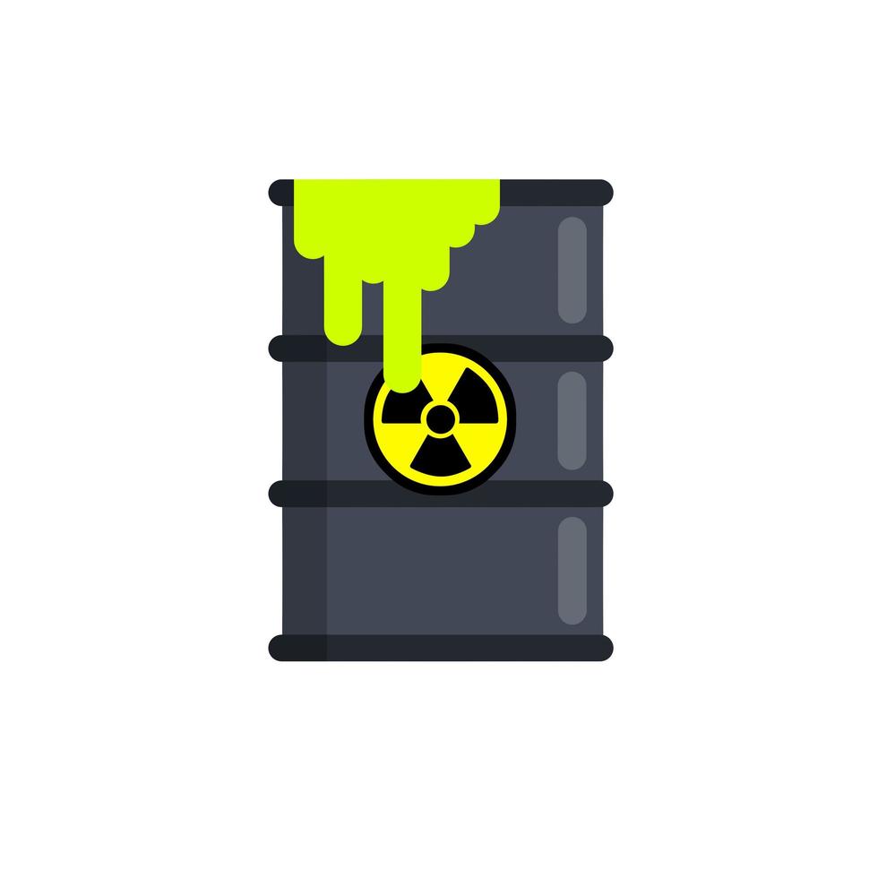 barril de lixo radioativo. radiação e líquido verde. vetor