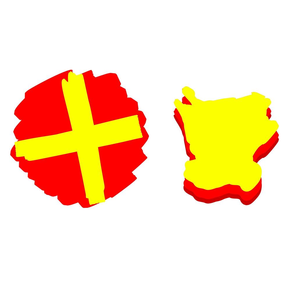 mapa da scania. bandeira escandinava com uma cruz. símbolo nacional amarelo-vermelho vetor