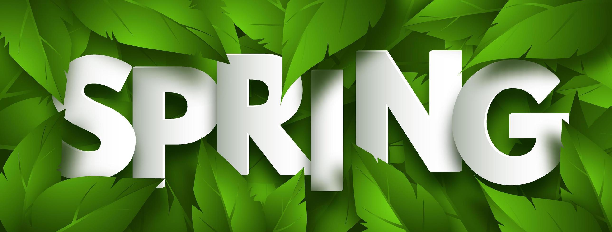 banner de conceito de primavera com folhagem verde exuberante. ilustração vetorial vetor