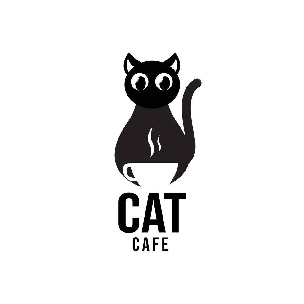 ilustração de logotipo de café de gato em fundo branco vetor