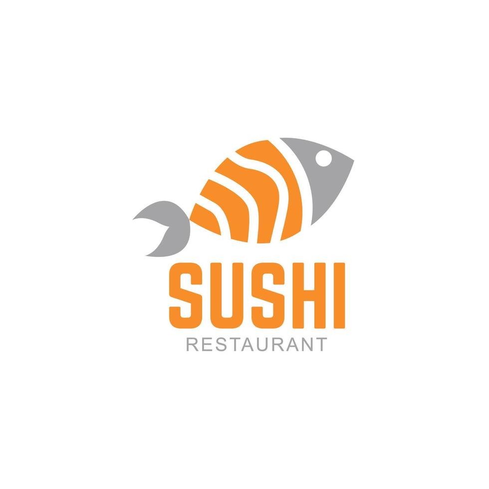 ilustração de logotipo de salmão de peixe sushi em fundo branco vetor