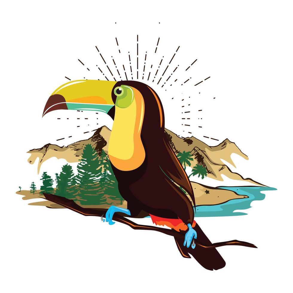 bela e única ilustração vetorial de pássaro tucano vetor