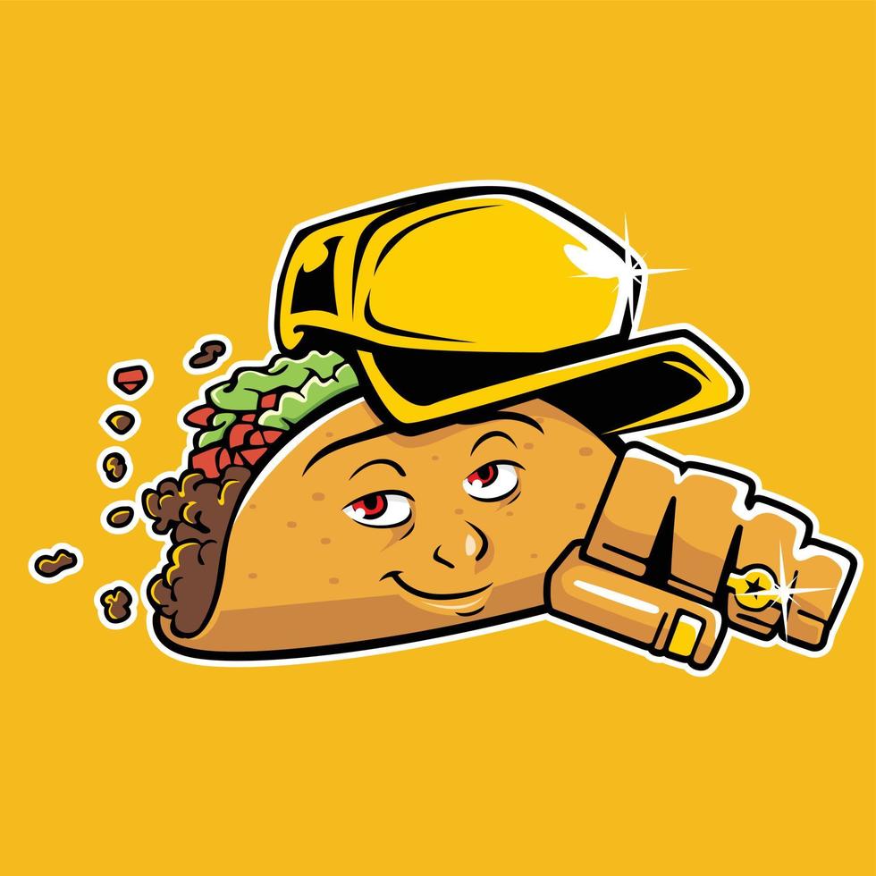 ilustração vetorial de personagem de tacos usando um chapéu vetor