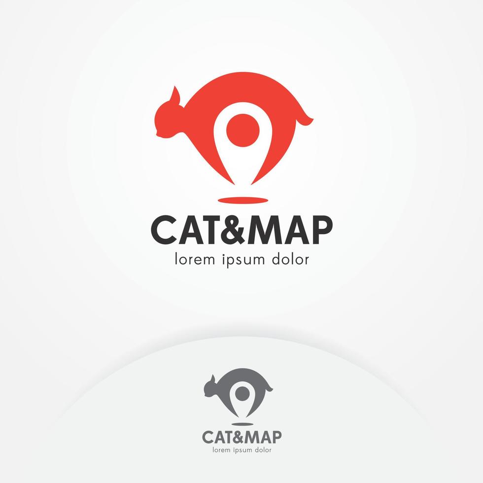 design de logotipo de localizador de gatos vetor