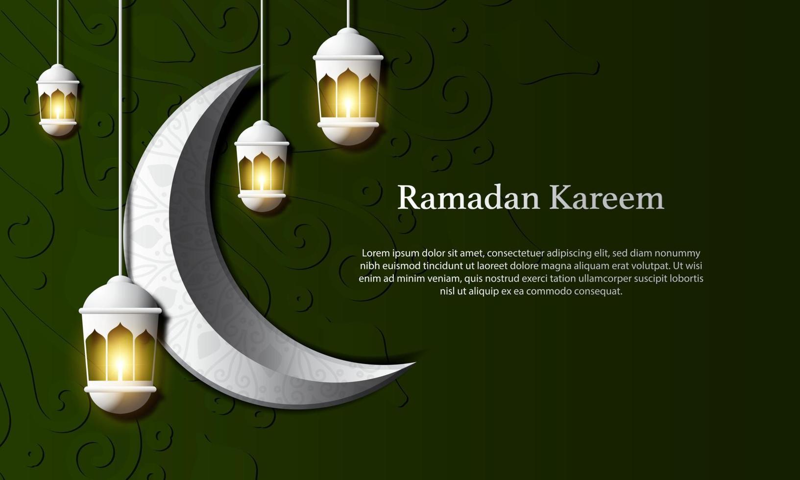 gráfico de vetor de ramadan kareem com lua branca. apto para cartão, papel de parede e outros.