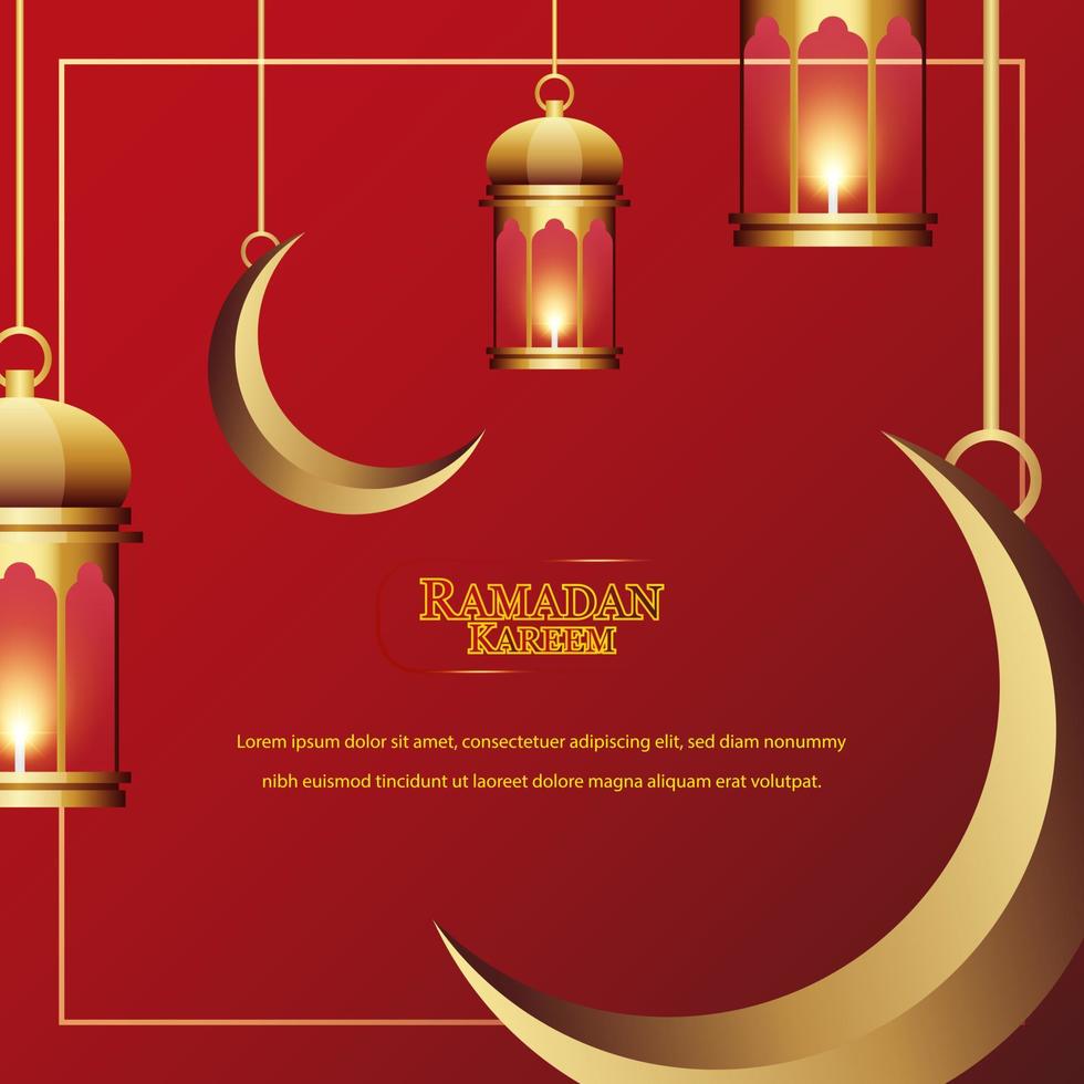 fundo de ramadan kareem com lanterna de ouro. vetor