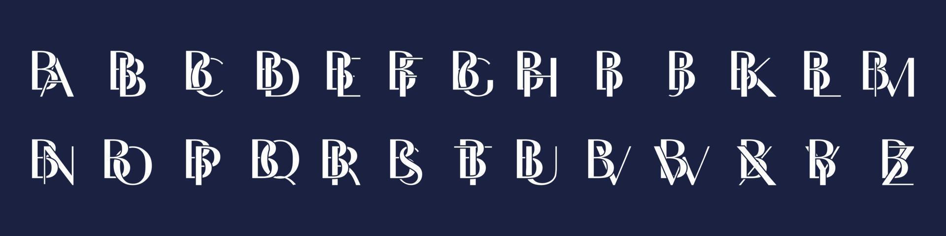 coleção ba to bz logotipo inicial para identidade corporativa ou de marca vetor