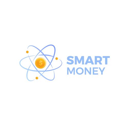 Smart money logo Molécula de moeda de ouro vetor