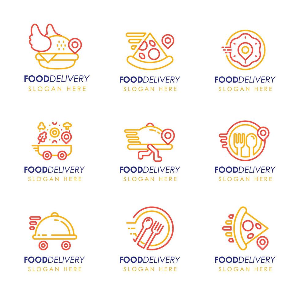 coleção de conceito de logotipo de entrega de comida vetor