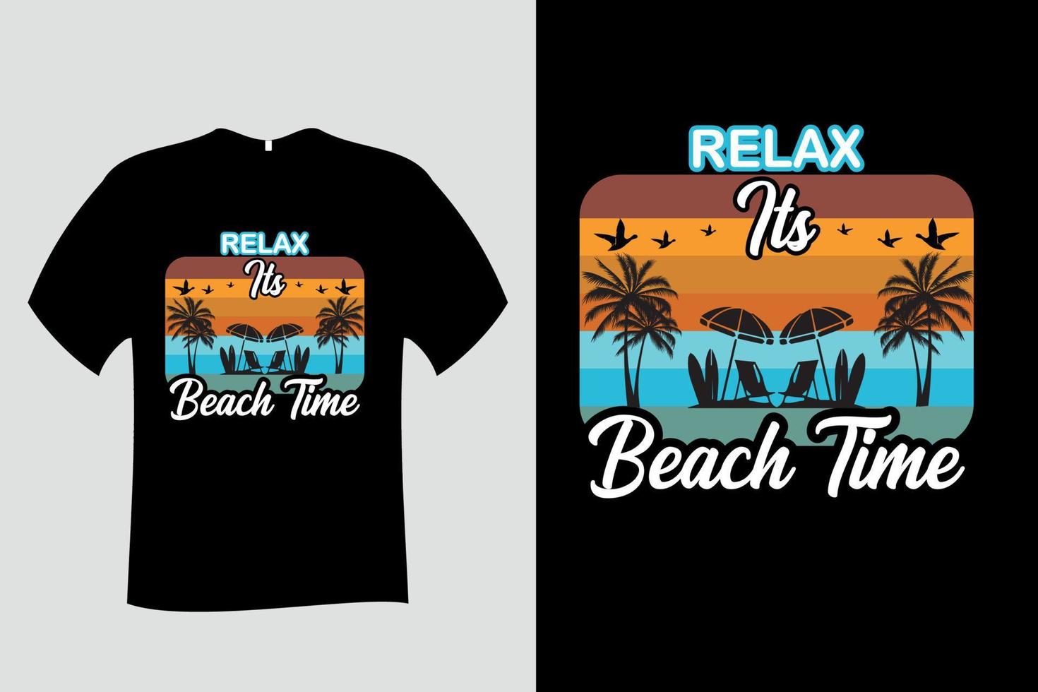 relaxe sua camiseta de verão na praia vetor
