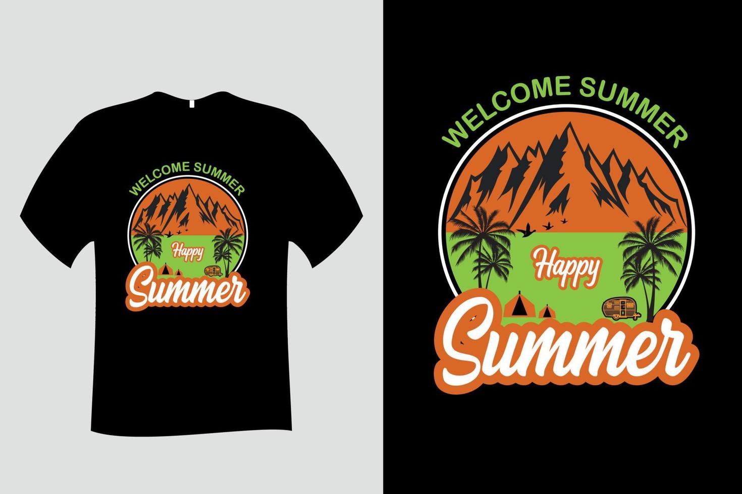 camiseta bem-vindo verão feliz verão vetor
