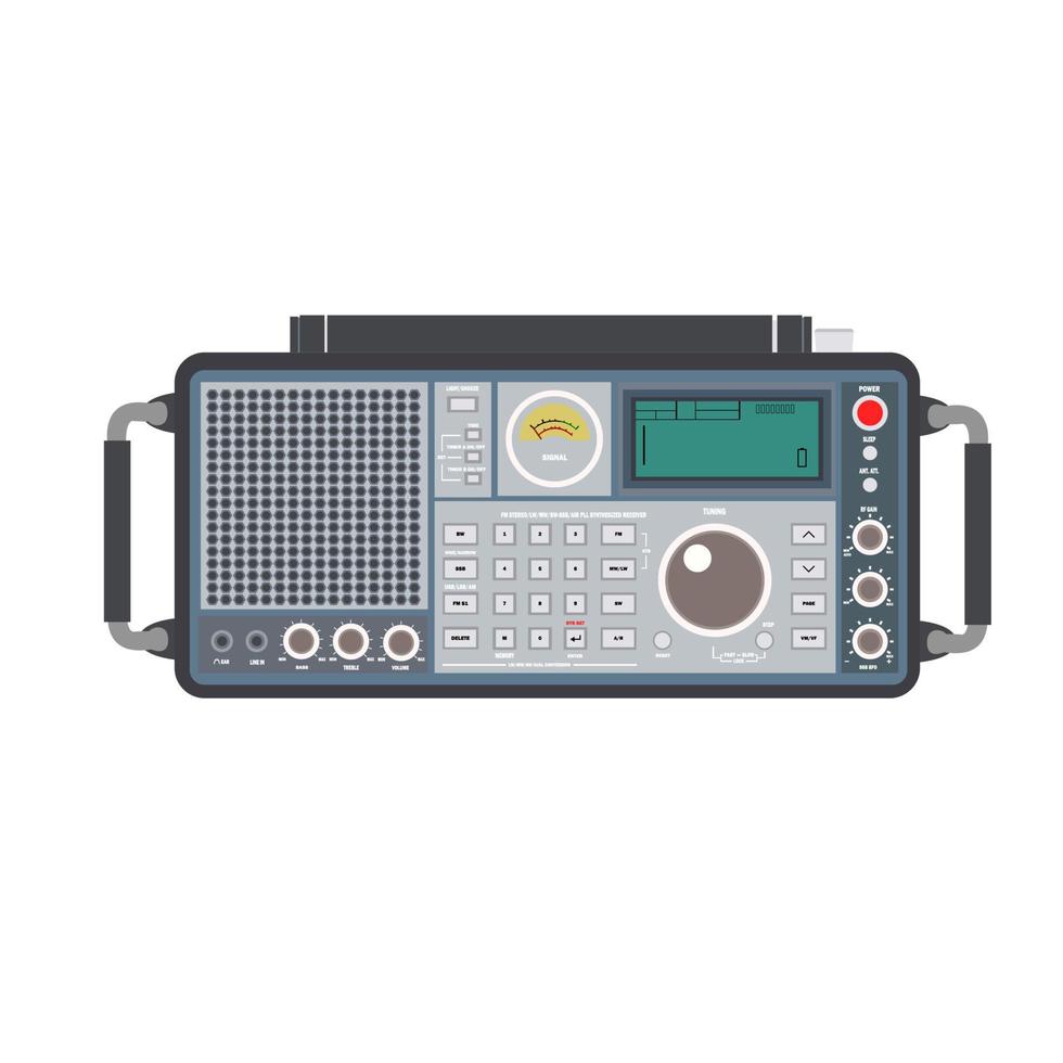ilustração vetorial de um rádio para o dia mundial do rádio amador. conceito de rádio vintage. vetor