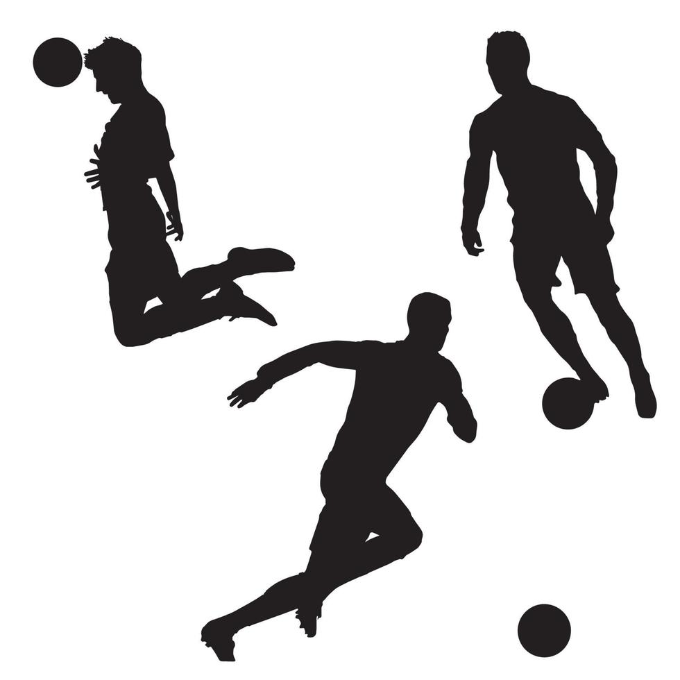 ícones de silhueta de jogador de futebol vetor