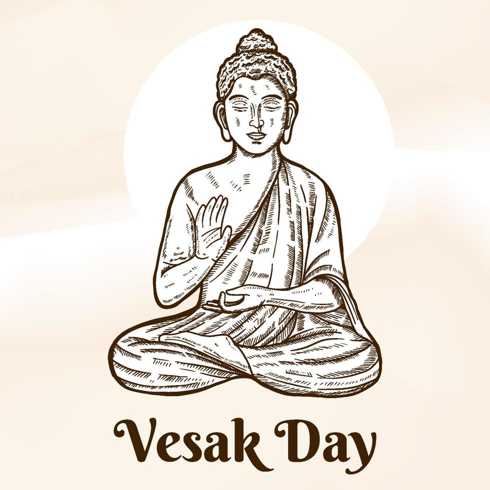 ilustração de dia de vesak desenhada à mão vetor