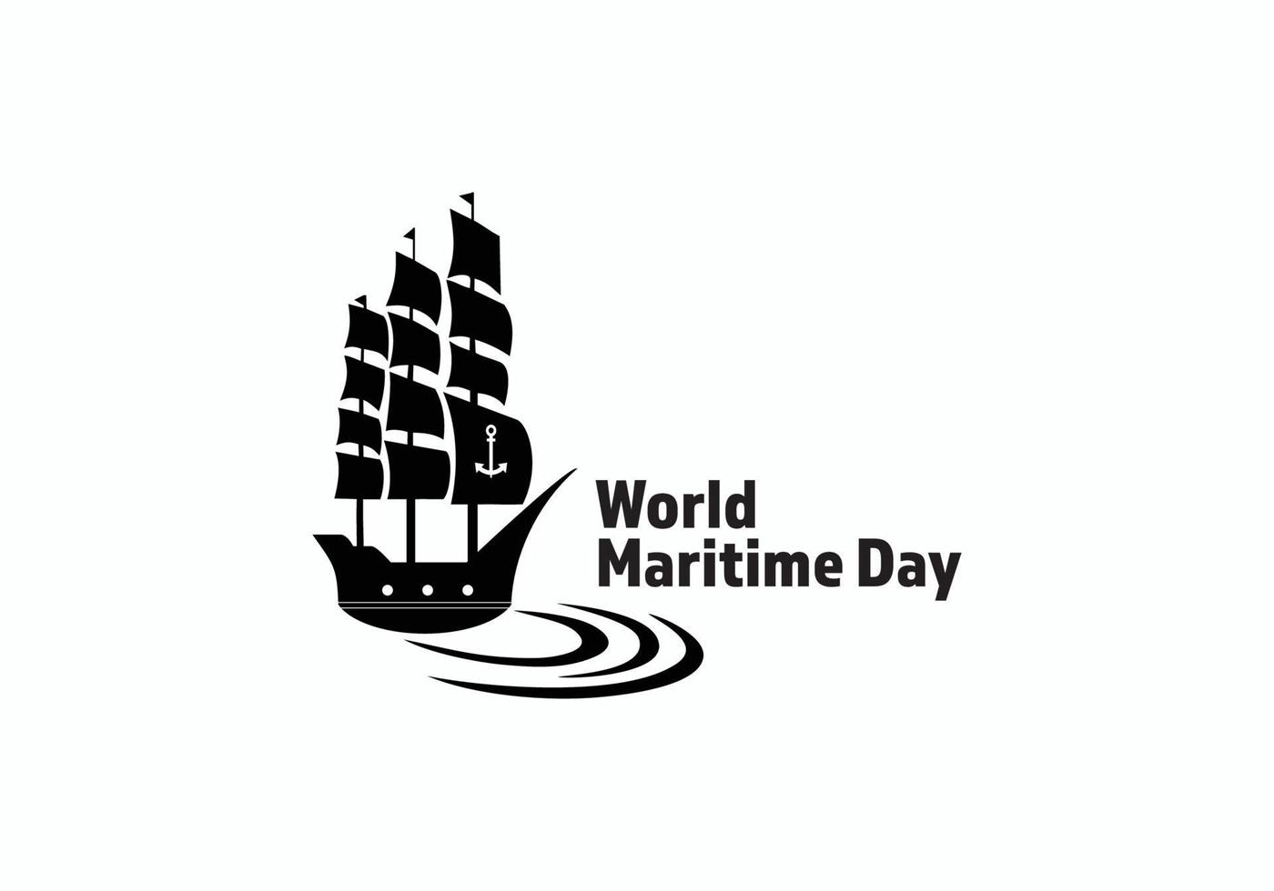 símbolo do dia marítimo mundial com inspiração de design de logotipo de onda e veleiro. vetor