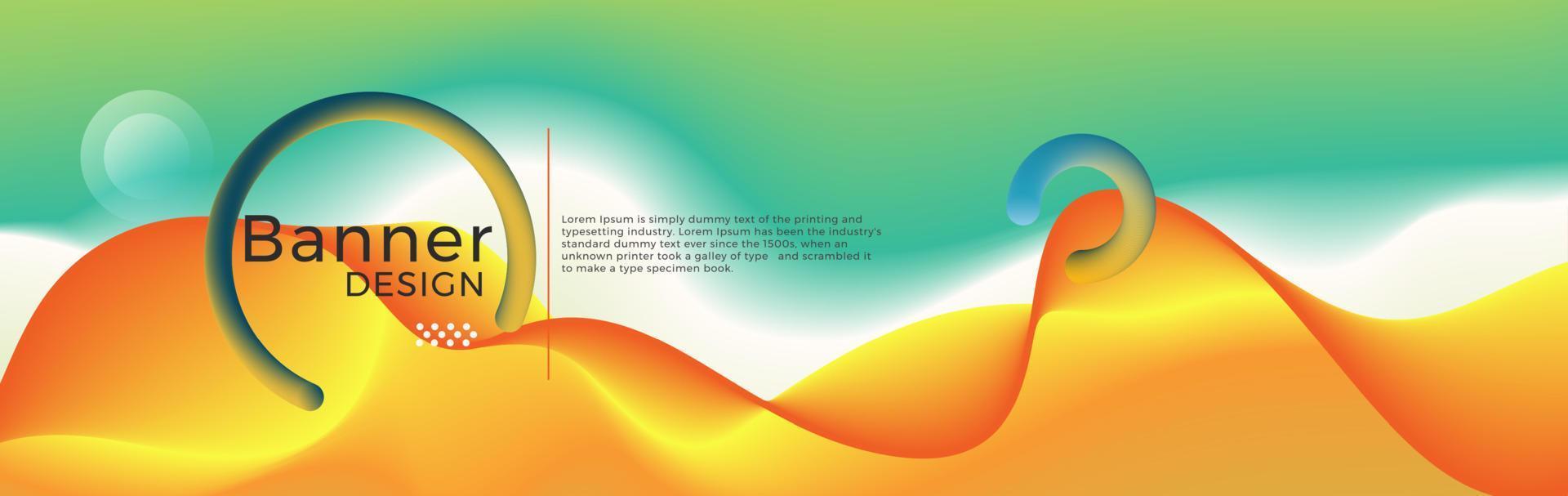 design de banner moderno abstrato. gradiente colorido com onda líquida. vetor