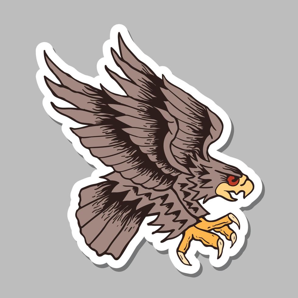 ilustração de doodle de águia voadora desenhada à mão para adesivos etc vetor