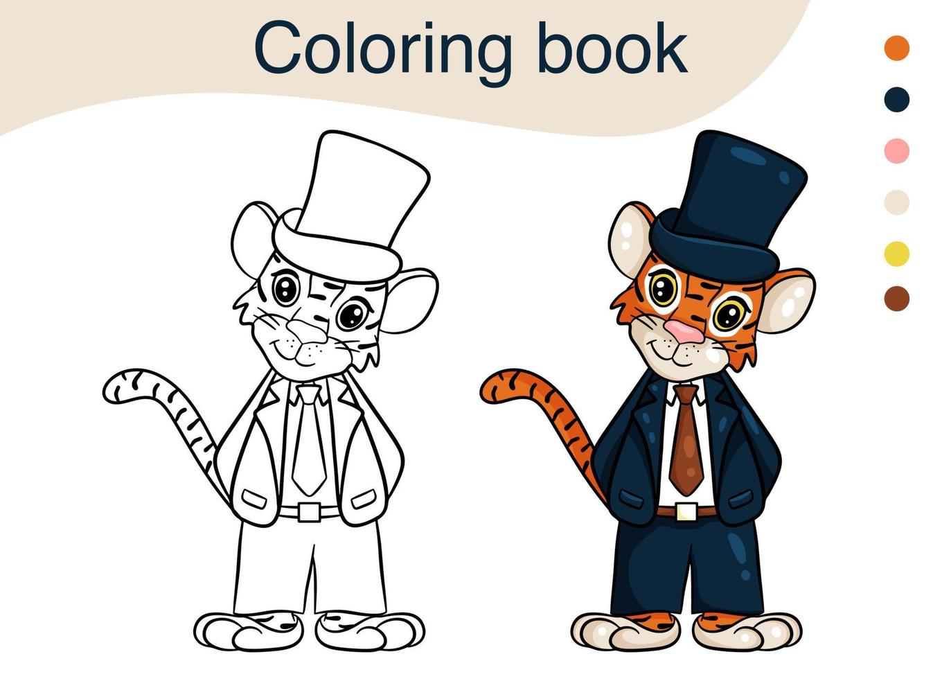 tigre. ilustração a preto e branco para um livro de colorir. o símbolo do ano novo de acordo com o calendário chinês. estilo de desenho vetorial vetor