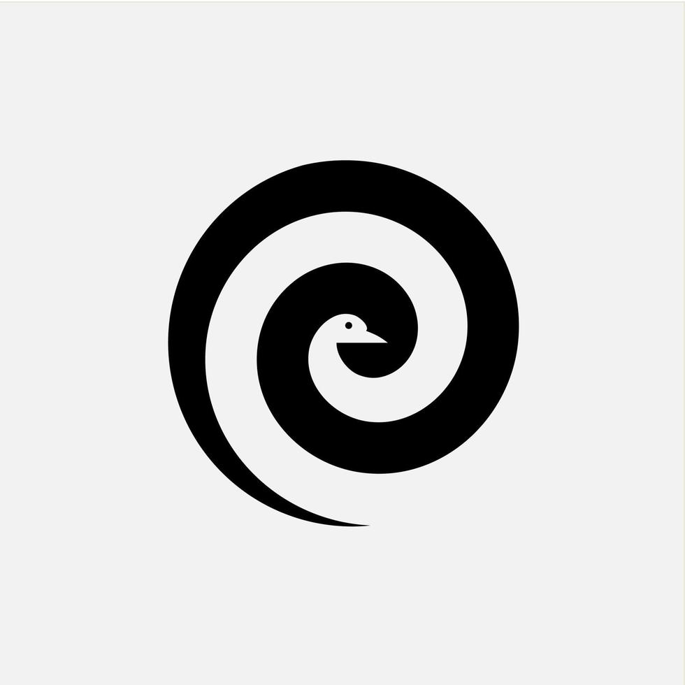 modelo de design de vetor de ícone de logotipo de cabeça de pássaro e espiral