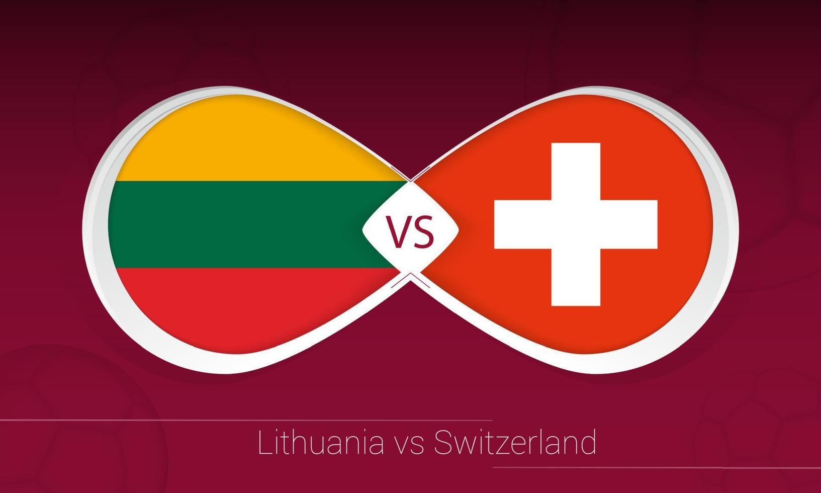 lituânia vs suíça na competição de futebol, grupo c. contra o ícone no fundo do futebol. vetor