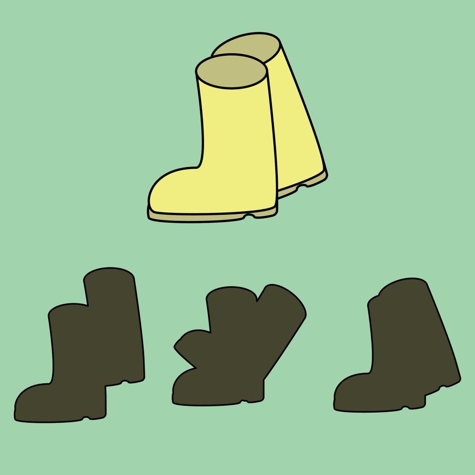 enigma de sapatos de sombra. ilustração vetorial para crianças vetor
