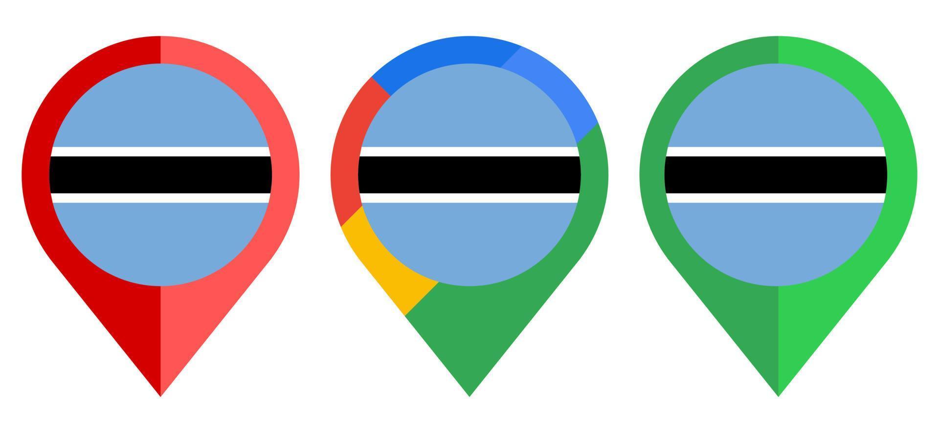 ícone de marcador de mapa plano com bandeira do botswana isolada no fundo branco vetor