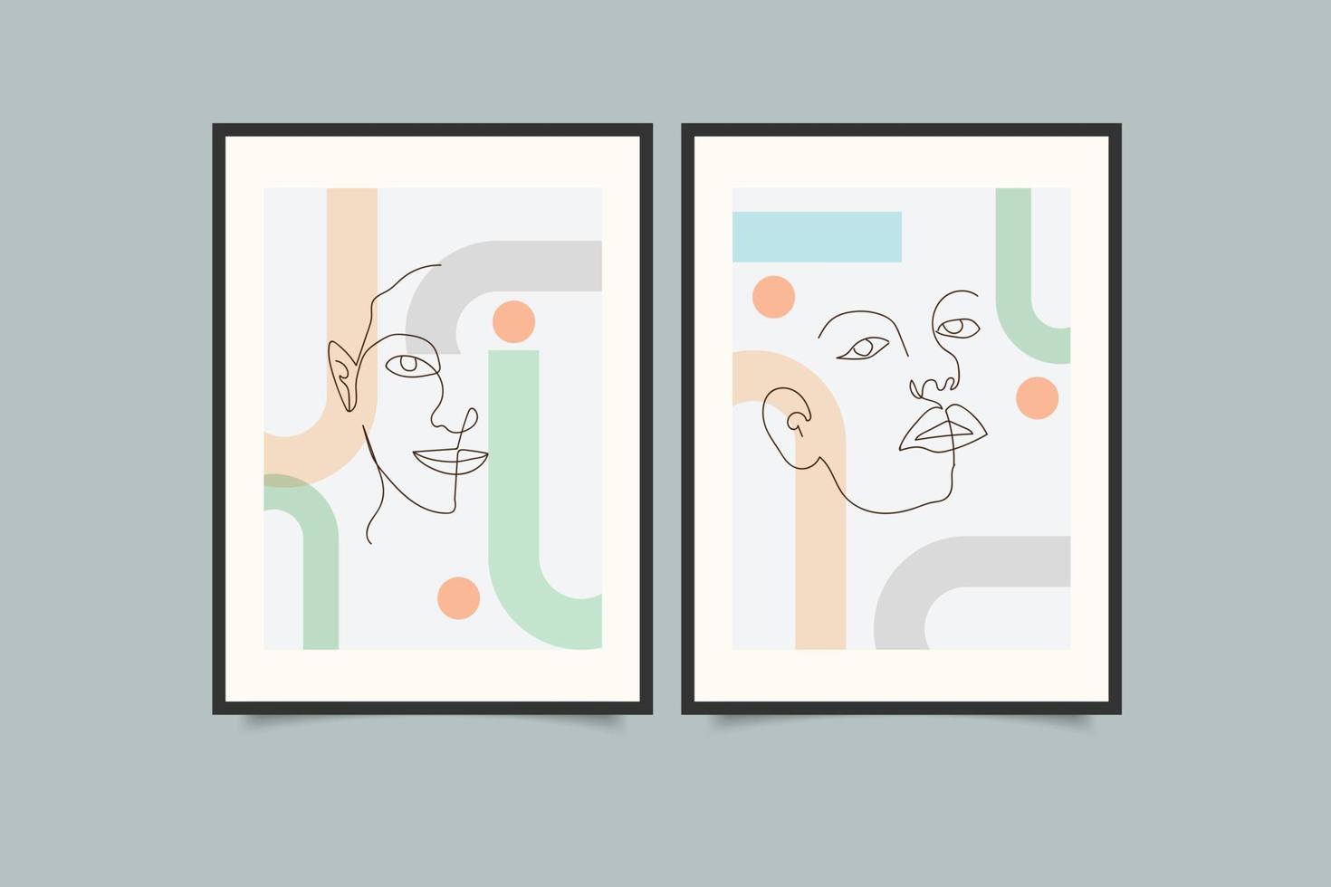 conjunto de coleção de arte de parede de cartaz de arte desenhada à mão minimalista moderna vetor