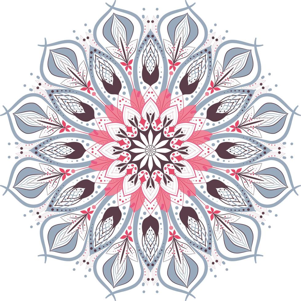 mandala cintilante nas cores azul e rosa. ilustração vetorial vetor