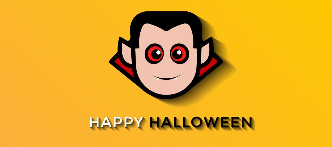 Vampiro assustador sorridente em fundo amarelo para o Halloween vetor