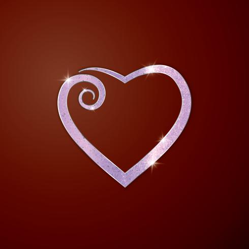 Coração para cartão. Ornamento decorativo para o cartão do feriado para o dia de Valentim, casamento, aniversário, declaração do amor. vetor