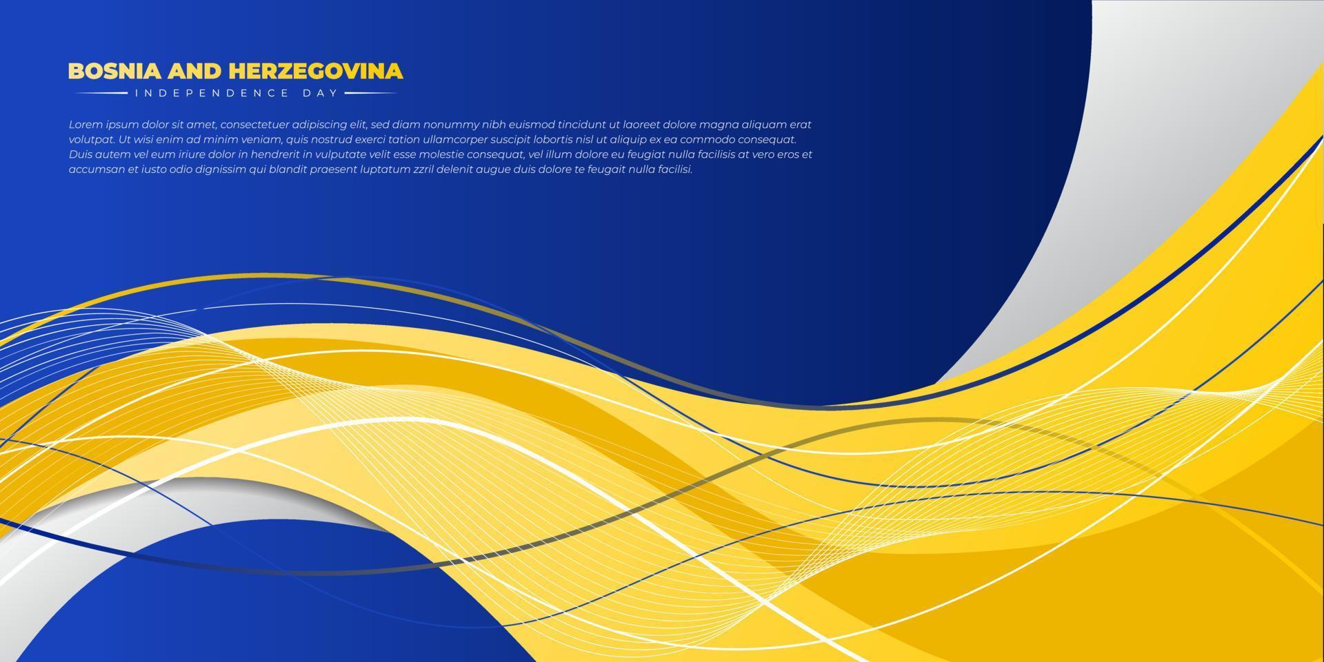 amarelo ondulado no design de fundo azul. modelo de dia da independência da bósnia e herzegovina. vetor