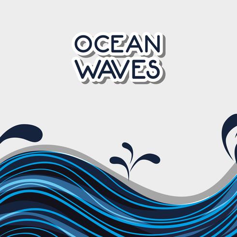 ondas do mar com design de plantas naturais vetor