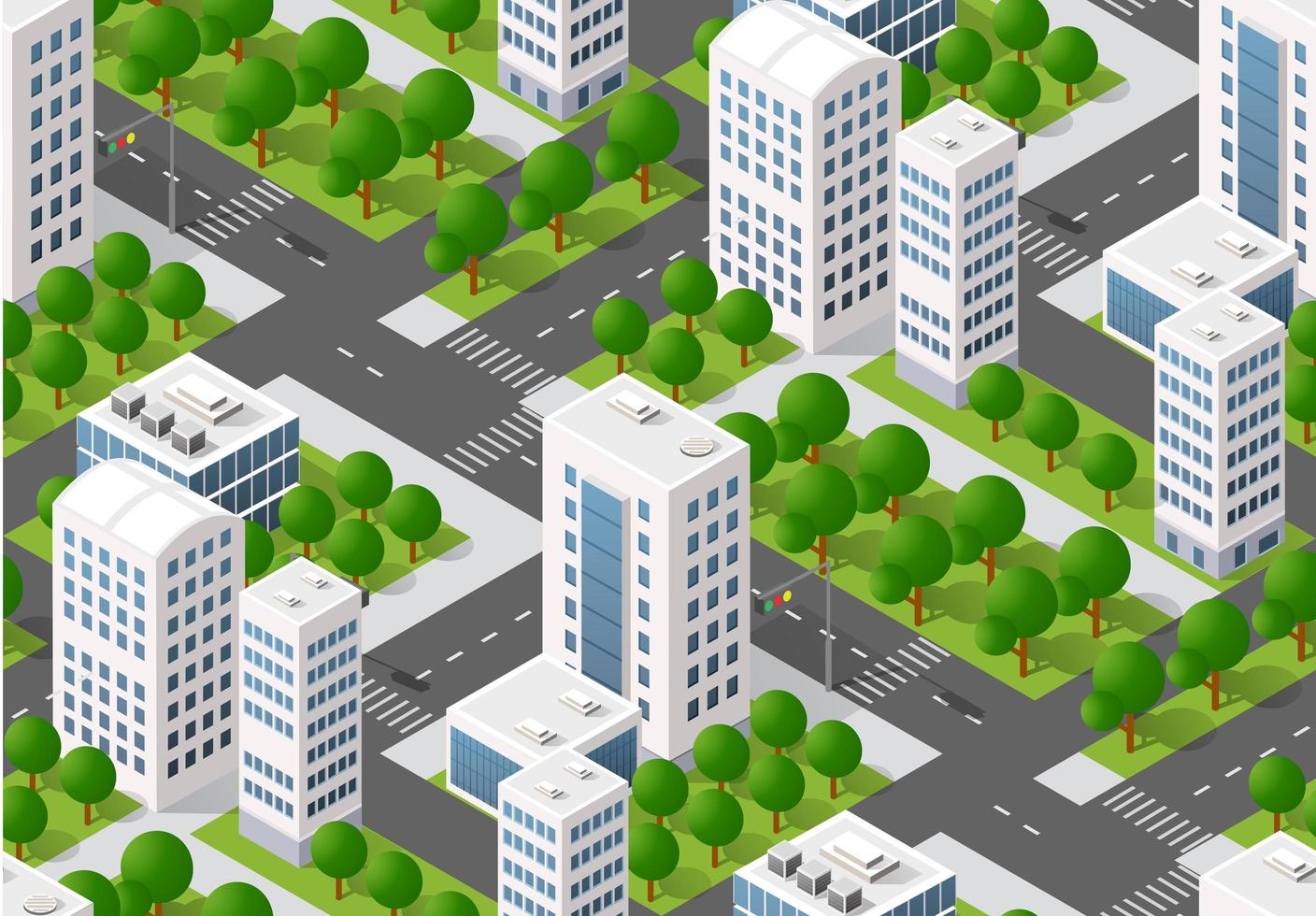 mapa de padrão de plano urbano sem costura. estrutura de paisagem isométrica de edifícios da cidade vetor