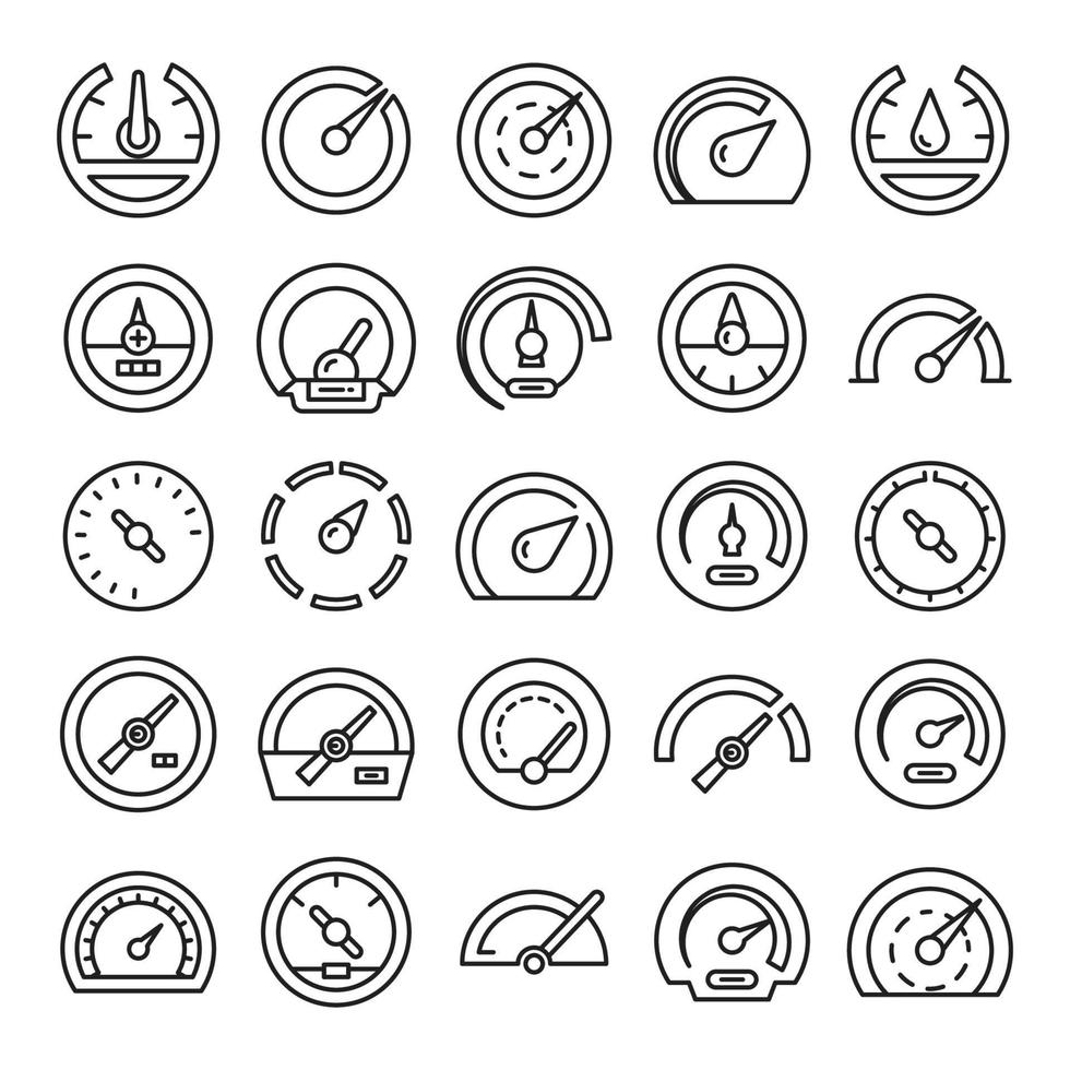 conjunto de ícones de linha velocímetro vetor