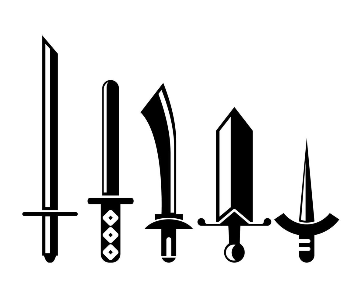 ícones de espada e punhal vetor