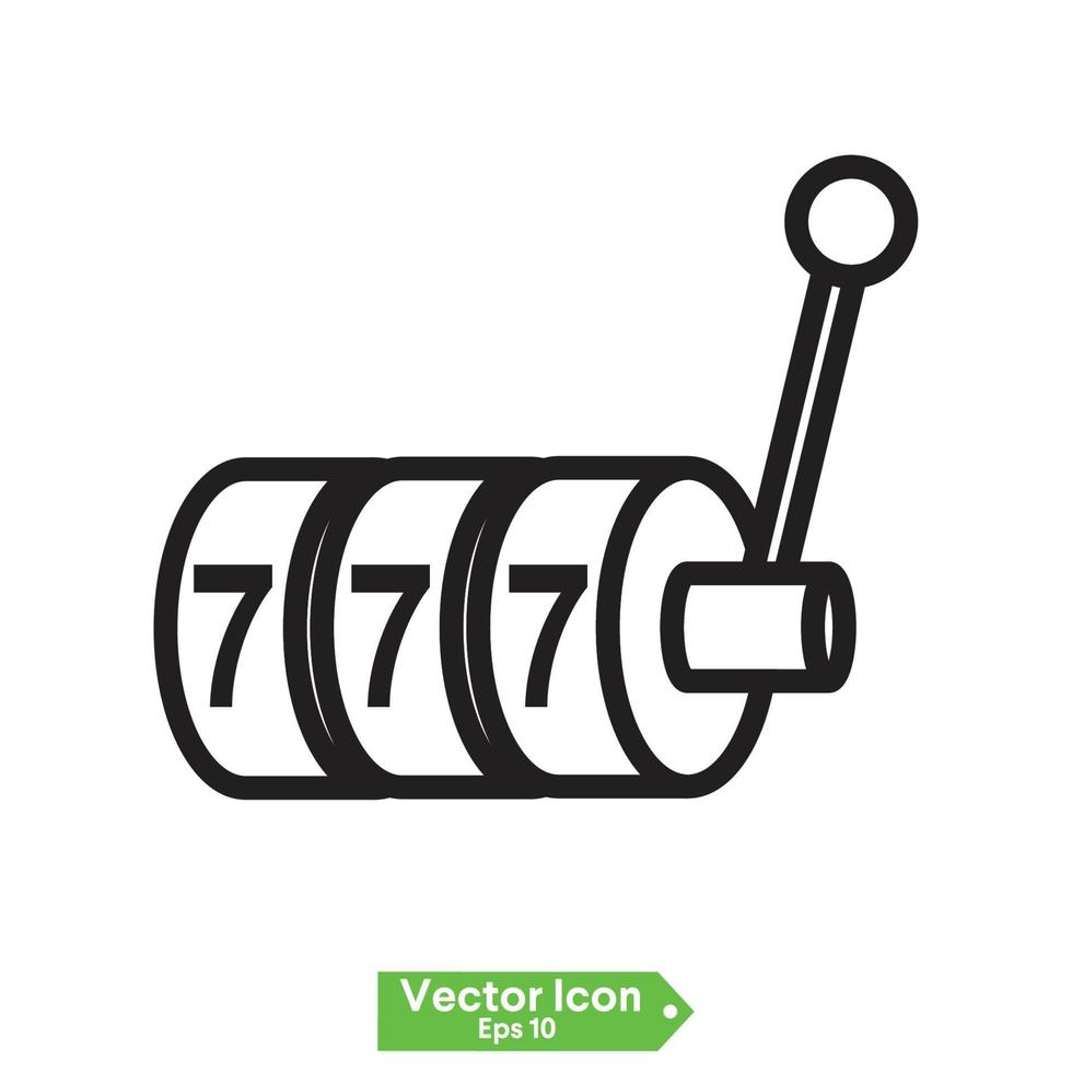 sorte sete no ícone da máquina caça-níqueis. ilustração simples de sete da sorte no ícone de vetor de caça-níqueis para web