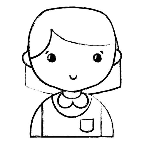 figura garota casual com penteado e blusa uniforme vetor