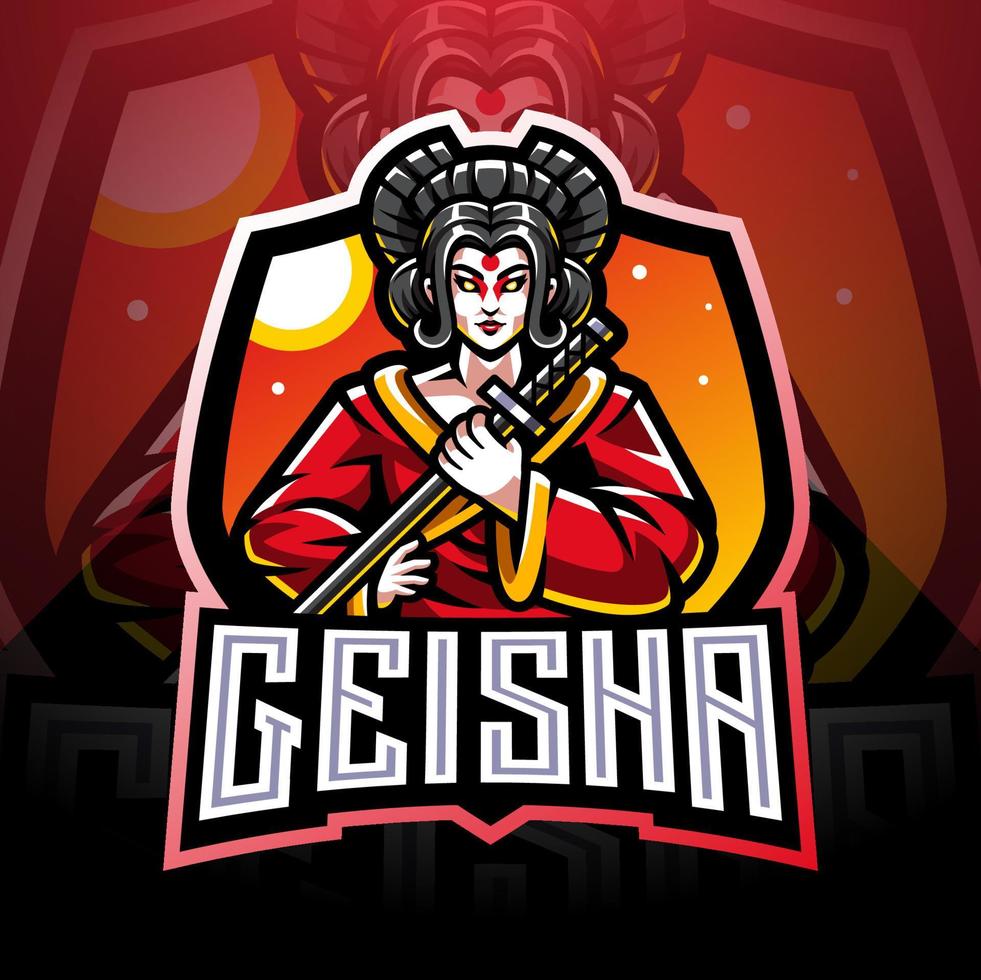 design do logotipo do mascote geisha esport vetor