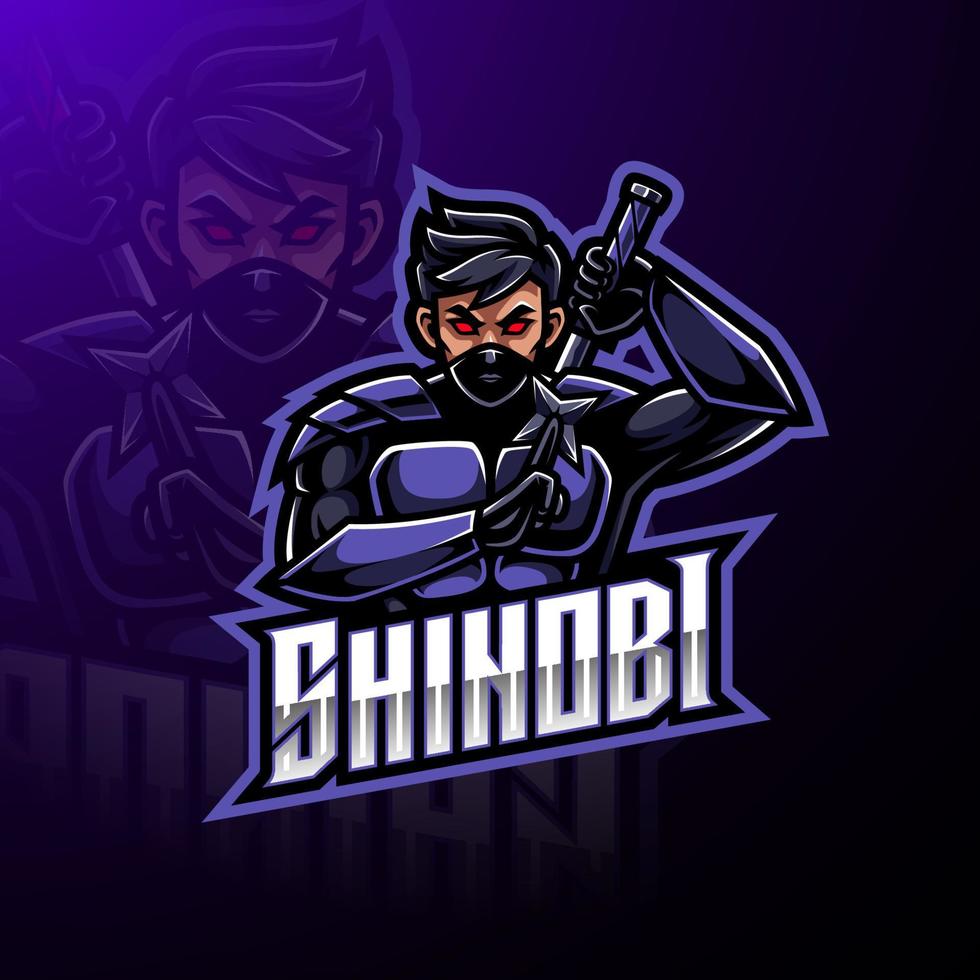 design do logotipo do mascote shinobi esport vetor