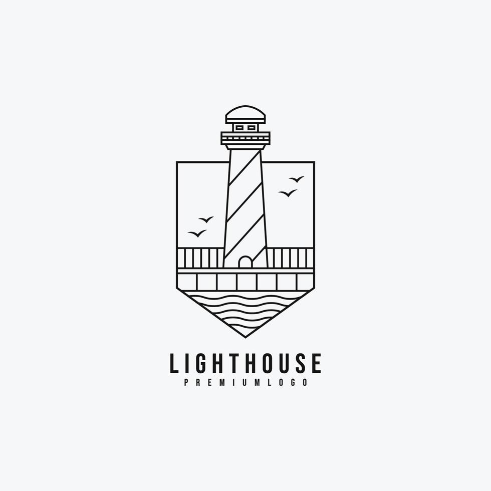 contorno de logotipo de arte de linha de farol modelo de ilustração vetorial de design monoline simples minimalista vetor