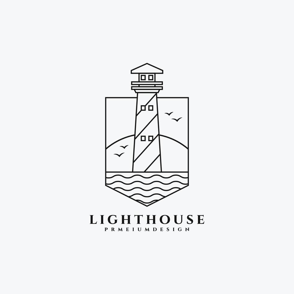 contorno do logotipo da arte da linha do farol ilustração vetorial de design monolinha minimalista simples vetor