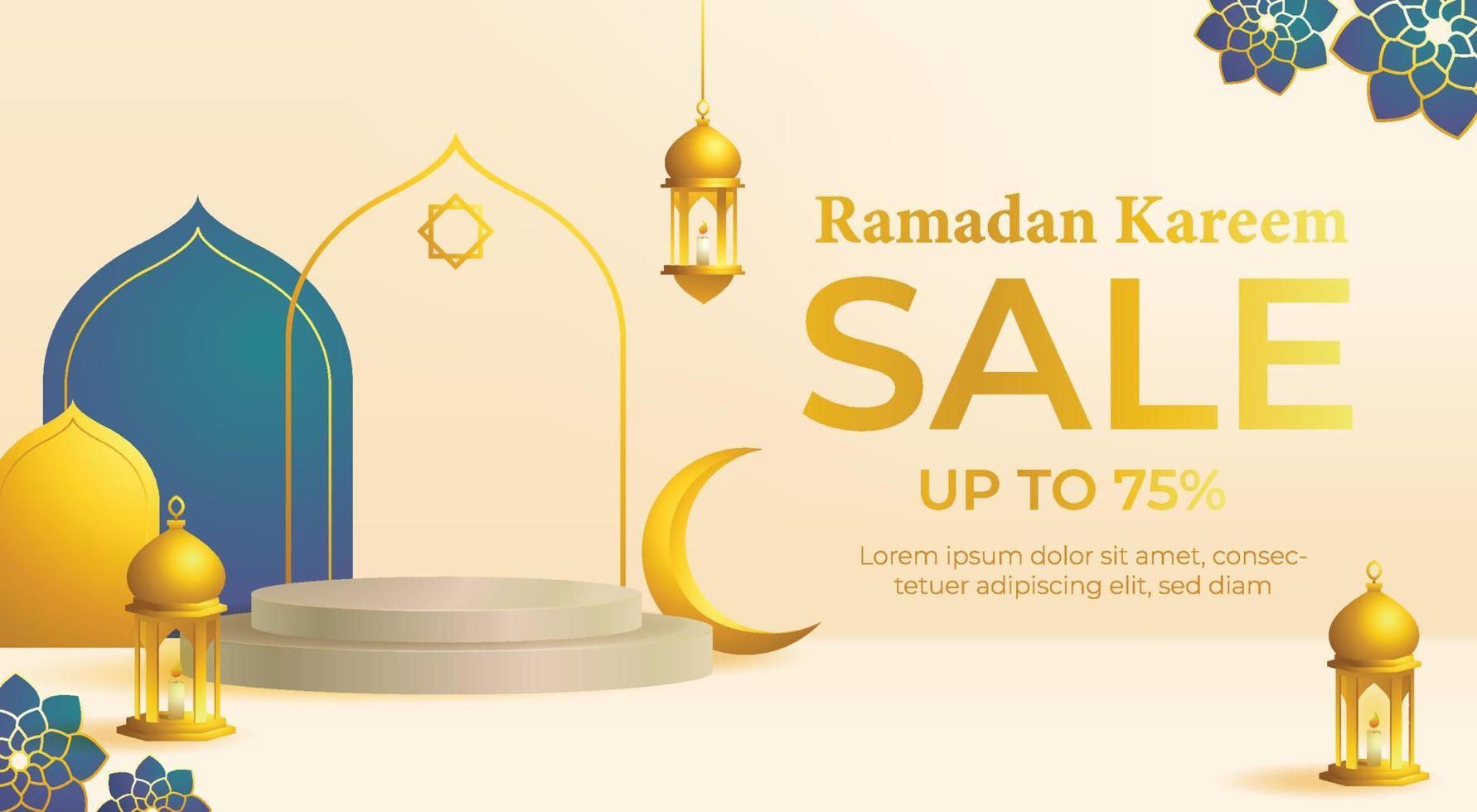 promoção de banner de venda ramadan pódio 3d para dsiplay e vitrine de produtos vetor