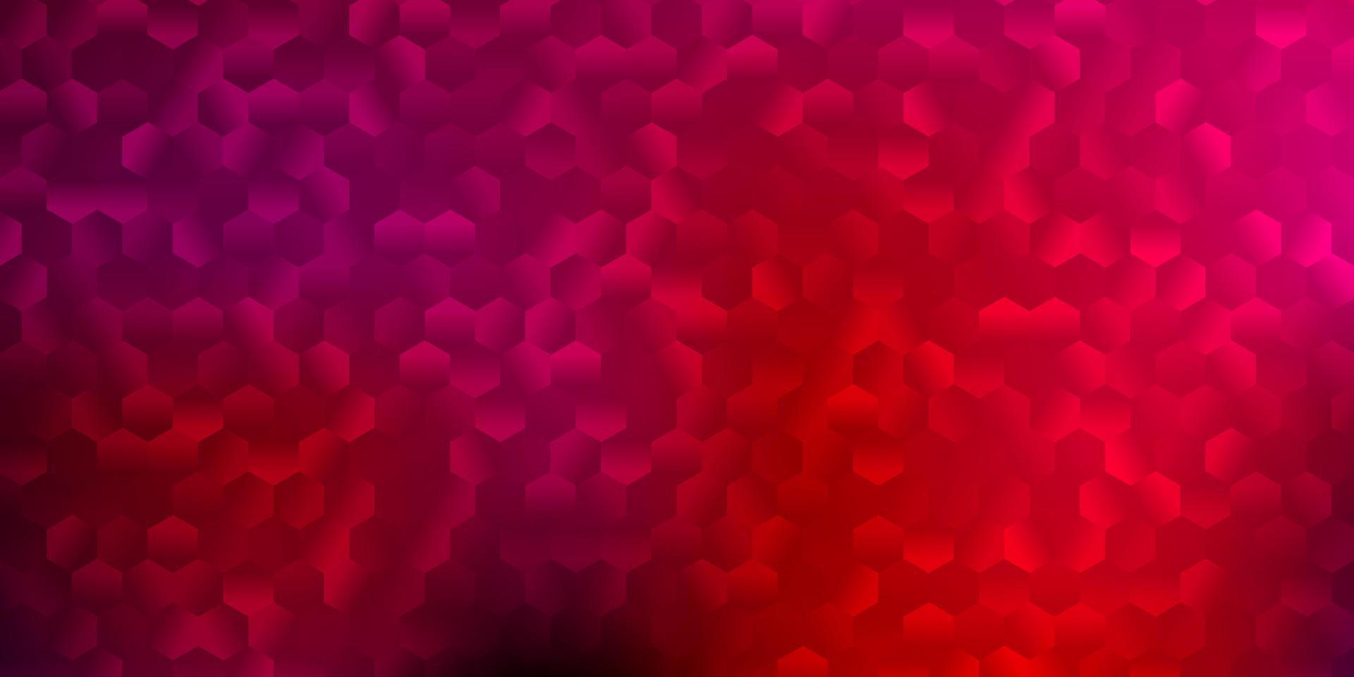 textura vector rosa claro com hexágonos coloridos.