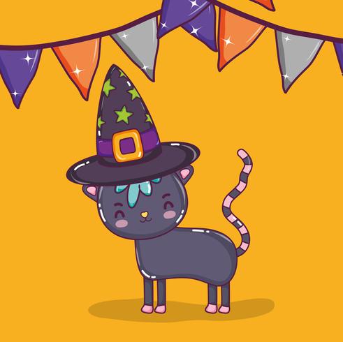 Desenhos de gato de halloween vetor