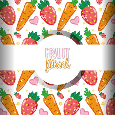 Fundo de pixel de fruta vetor