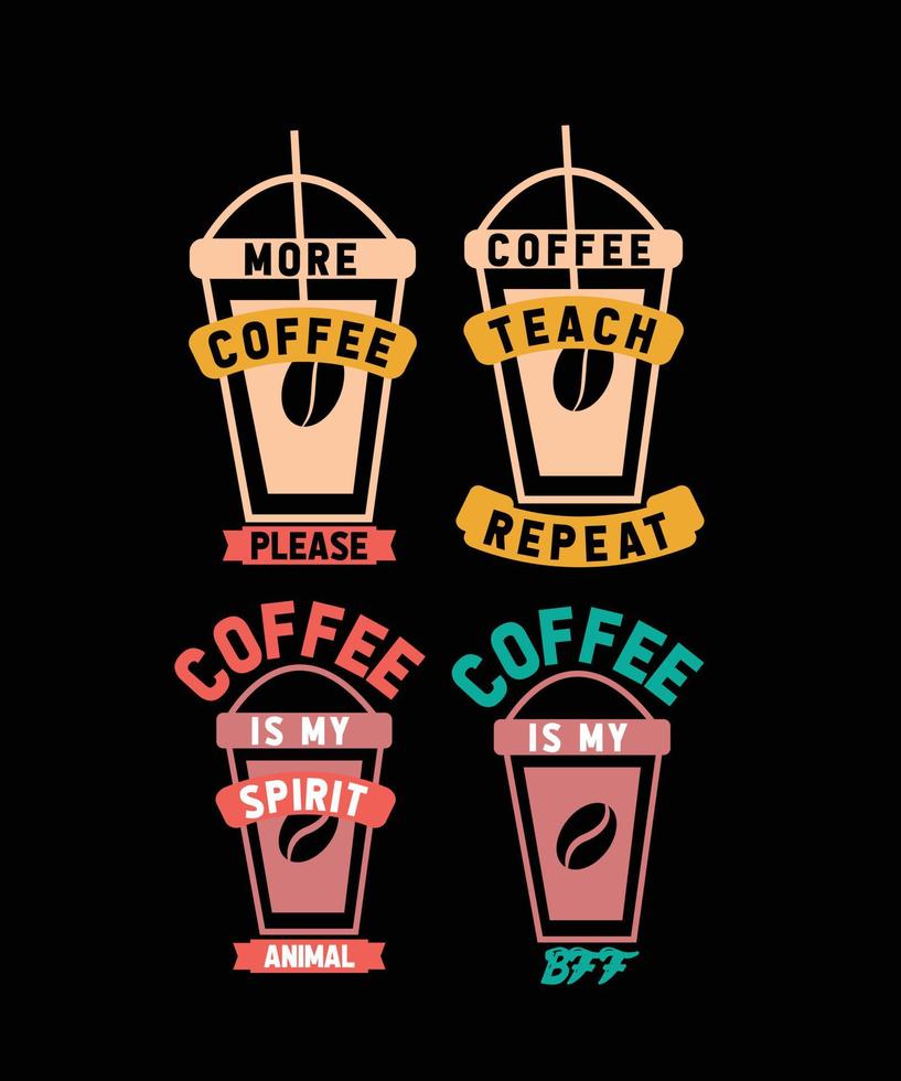 conjunto de letras de tipografia de café para design de camiseta vetor