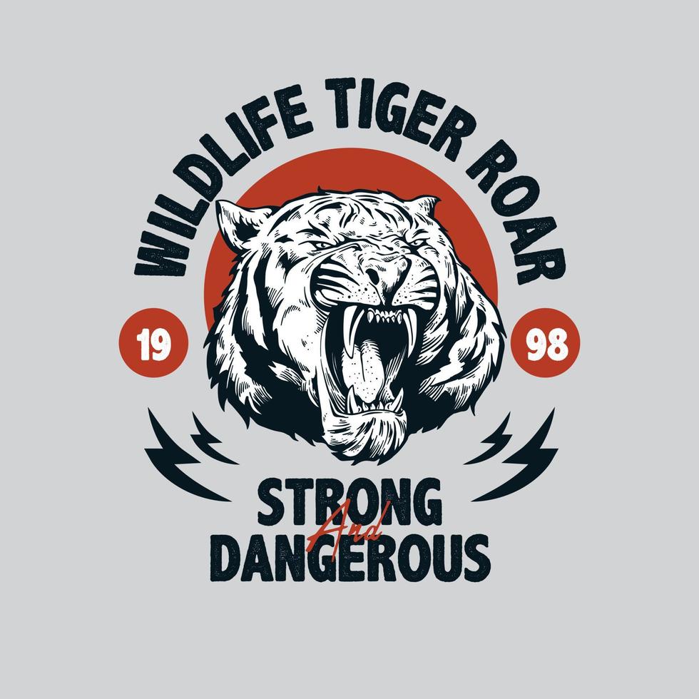 rugido de tigre para design de camiseta vetor