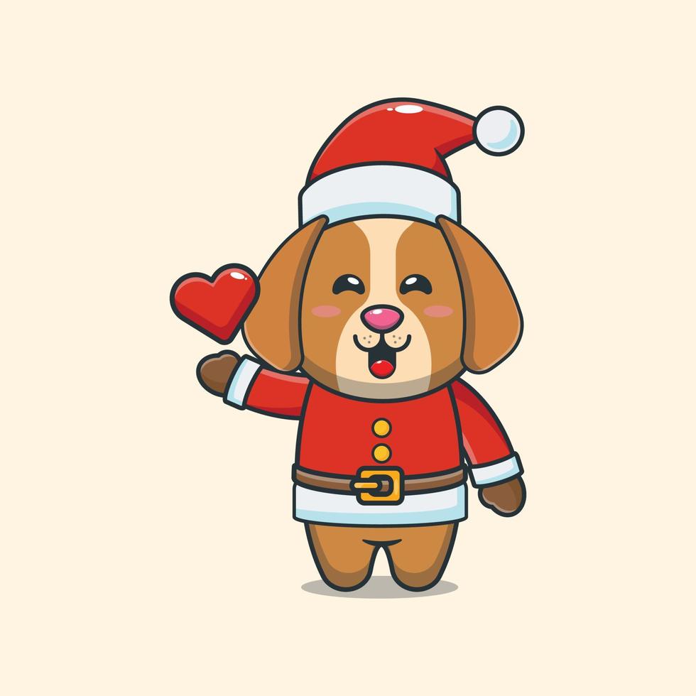 cachorro fofo vestindo fantasia de papai noel vetor