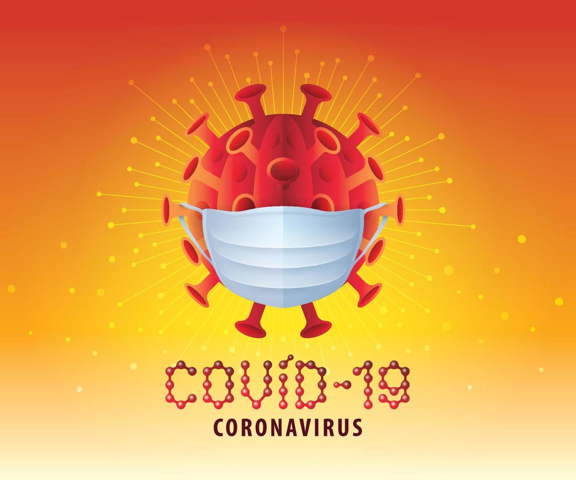 coronavírus covid 19 com máscara médica. vetor de sinal abstrato do vírus corona covid-19.