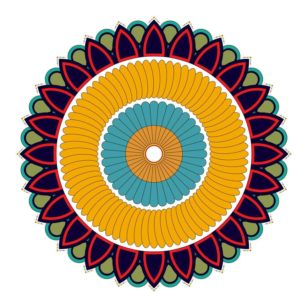 mandala rodada ornamento floral padrão estilo vetor na ilustração em design gráfico de fundo branco.